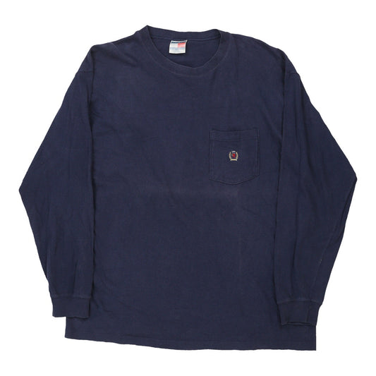 Vintage Tommy Hilfiger Long Sleeve T-Shirt - Large Navy Cotton