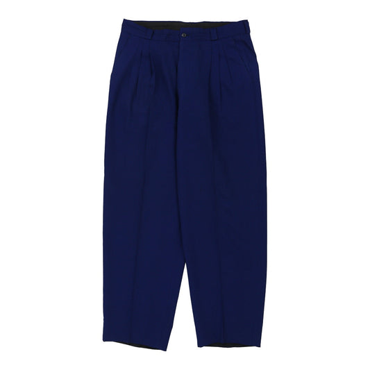 Vintage Made in Switzerland Versace Trousers - 34W 31L Blue Wool Blend