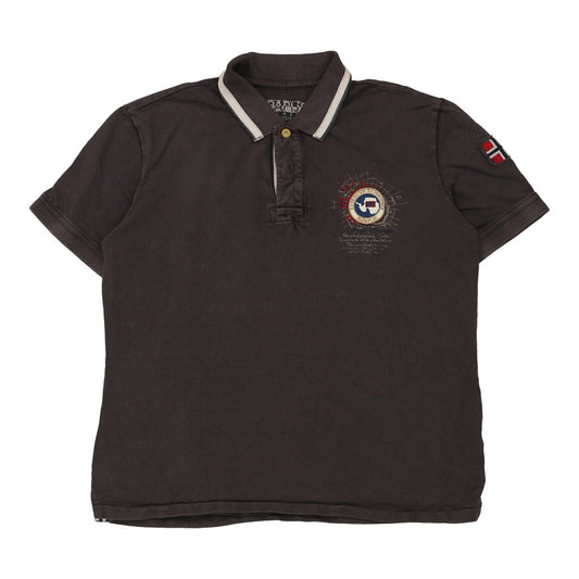 Vintage Napapijri Polo Shirt - 2XL Brown Cotton
