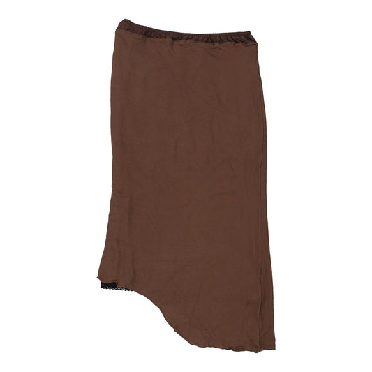 Vintage Fendi Asymmetric Midi Skirt - Medium Brown Viscose Blend
