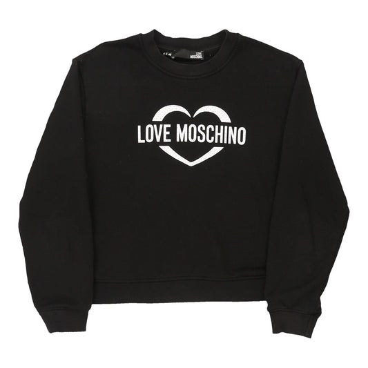 Vintage Love Moschino Graphic Sweatshirt - Large Black Cotton Blend