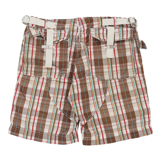 Vintage Primoemporio Checked Cargo Shorts - 33W 10L Brown Cotton