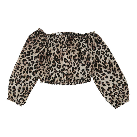 Vintage Naska Animal print Bardot Top - Medium Brown Polyester Blend