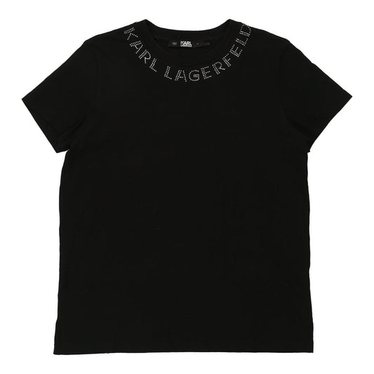 Vintage Karl Lagerfeld Spellout T-Shirt - XL Black Cotton