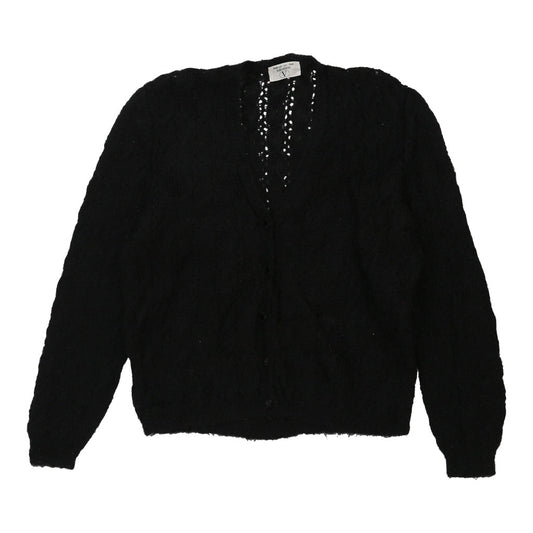Vintage Valentino Cardigan - Large Black Wool Blend