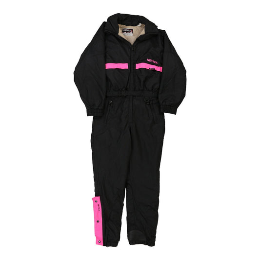 Vintage Nevica All-In-One Ski Suit - Small Black Nylon