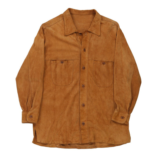 Vintage 1970's Unbranded Overshirt - Large Brown Suede