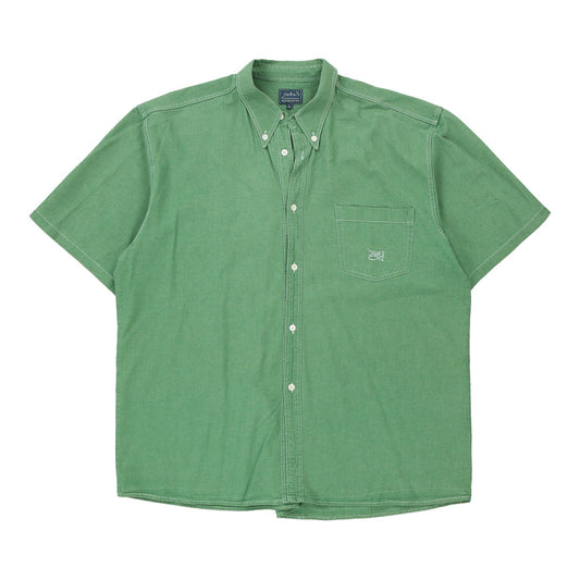 Vintage Jakes Short Sleeve Shirt - Large Green Cotton