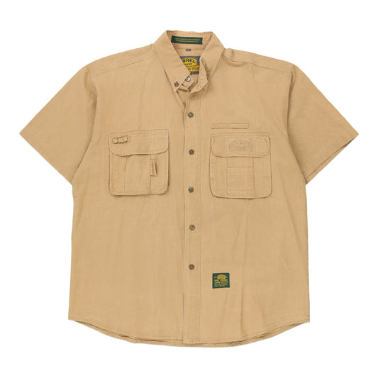 Vintage Camel Cargo Short Sleeve Shirt - Large Beige Cotton