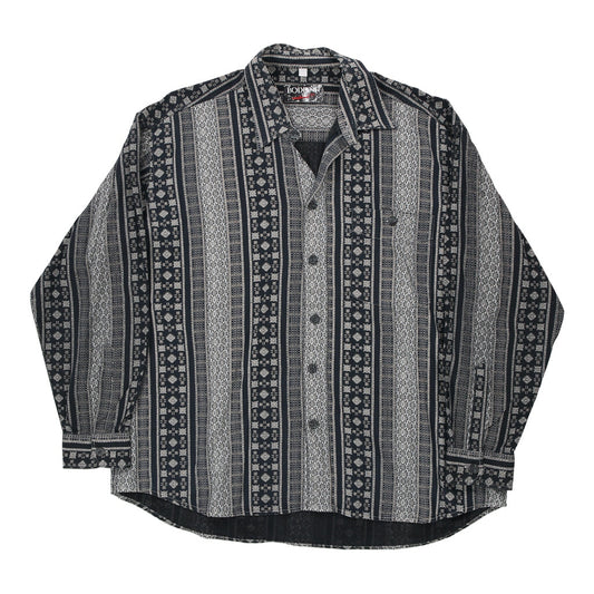 Vintage Budoni Patterned Shirt - 2XL Grey Cotton