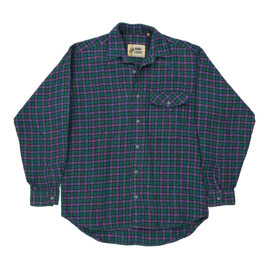 Vintage Sirio Checked Flannel Shirt - Small Green Cotton Blend