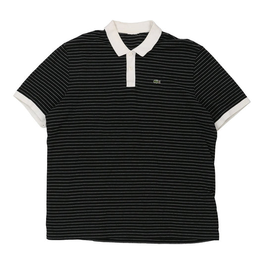 Vintage Lacoste Striped Polo Shirt - 3XL Black Cotton