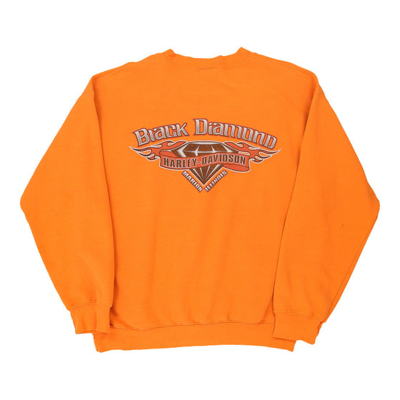 Vintage orange Black Diamond, Marion, Illinois Harley Davidson Sweatshirt - mens large