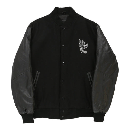 Vintage Spin Varsity Jacket - Small Black Wool Blend