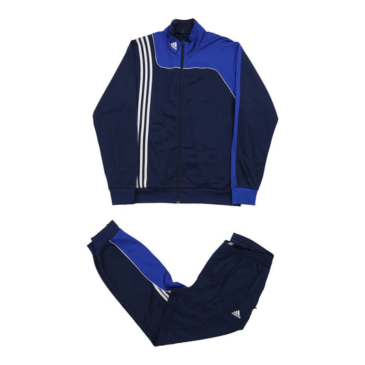 Vintage Adidas Full Tracksuit - Large Navy Polyester