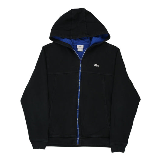 Vintage Lacoste Hoodie - Large Black Cotton Blend