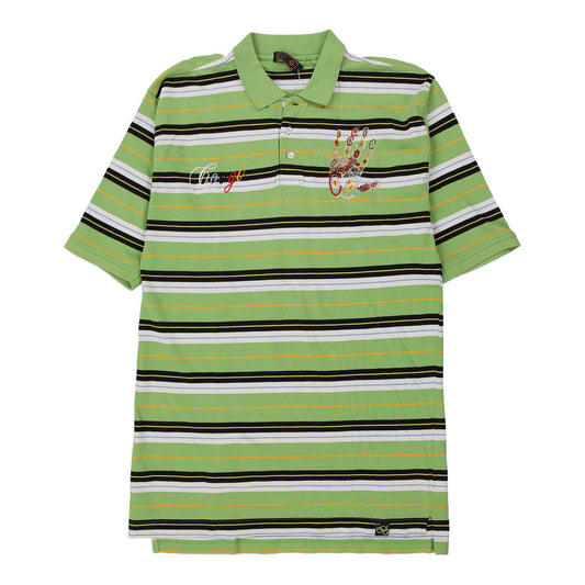 Vintage Striped Coogi Tall Polo Shirt - Large Green Cotton