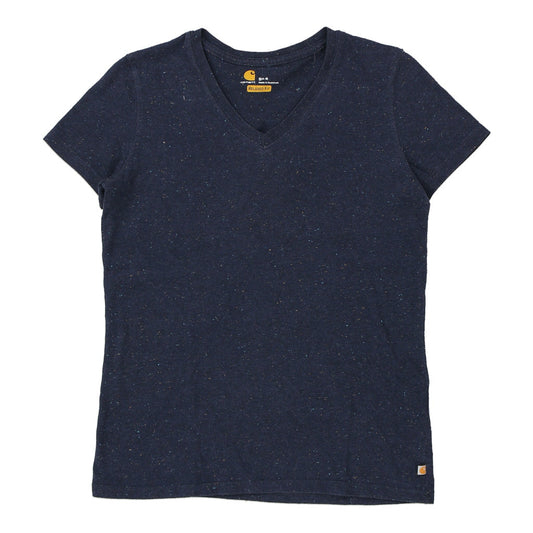 Vintage Carhartt V-neck T-Shirt - Small Navy Cotton