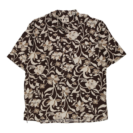 Vintage Vintage Silk Hawaiian Shirt - Large Brown Silk