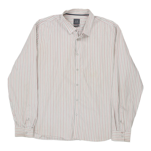 Vintage Striped Armani Exchange Slim Fit Shirt - XL White Cotton
