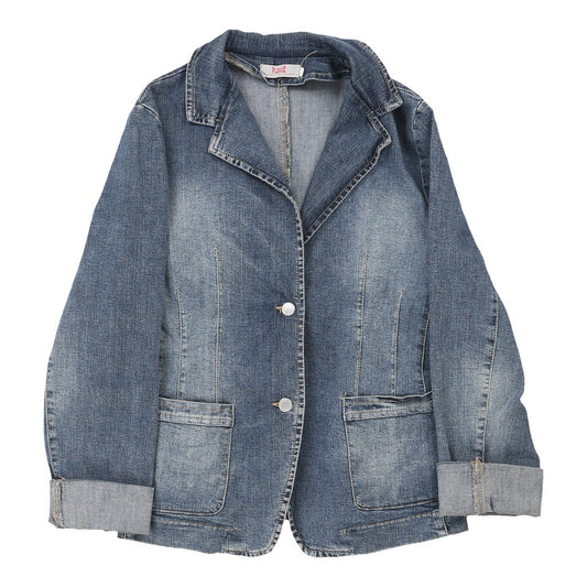 Vintage Please Denim Jacket - Small Blue Cotton