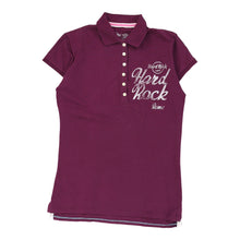  Hard Rock Cafe Polo Shirt - Small Purple Cotton Blend - Thrifted.com