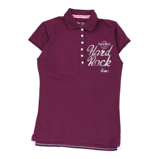 Hard Rock Cafe Polo Shirt - Small Purple Cotton Blend - Thrifted.com