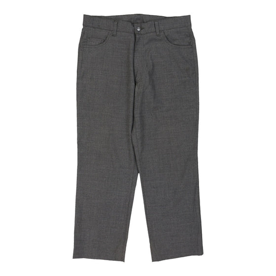 Cotton Belt Trousers - 32W 26L Grey Wool Blend - Thrifted.com