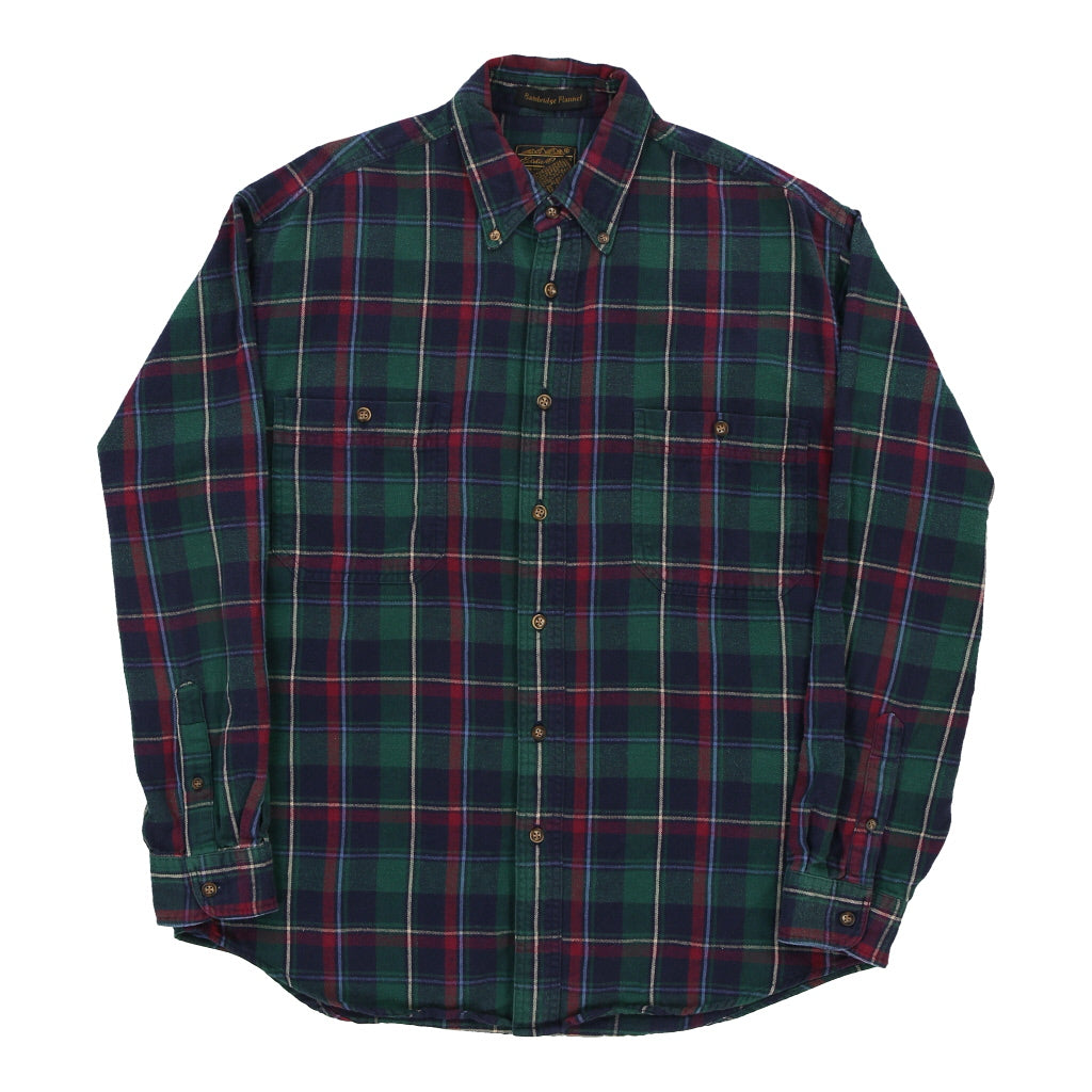 Eddie Bauer Checked Flannel Shirt - Large Green Cotton – Thrifted.com
