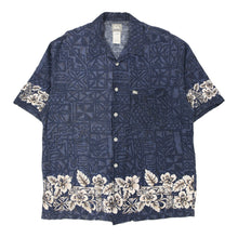  Vintage navy Quiksilver Hawaiian Shirt - mens large