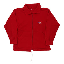  Fila Collared Fleece - Small Red Polyester - Thrifted.com
