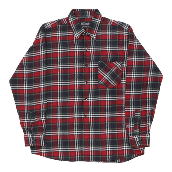 All Things Collection Checked Flannel Shirt - Small Red Cotton - Thrifted.com