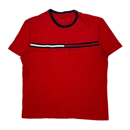 Tommy Hilfiger Spellout T-Shirt - XL Red Cotton