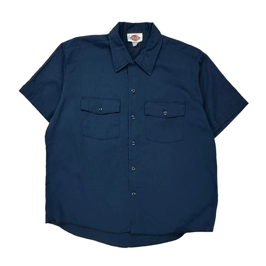 Dickies Short Sleeve Shirt - XL Blue Cotton