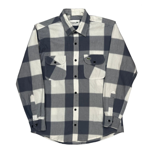 Lacoste Checked Shirt - Large Blue Cotton