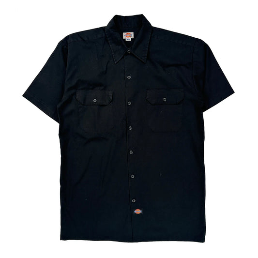Dickies Short Sleeve Shirt - Medium Black Cotton