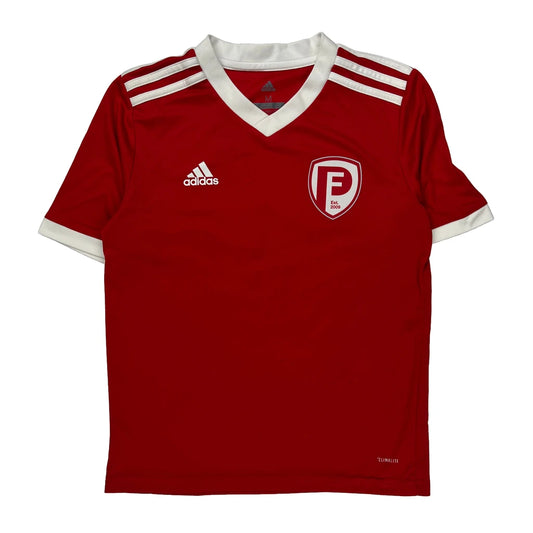 Age 11-12 Adidas Football Football Shirt - Medium Red Polyester