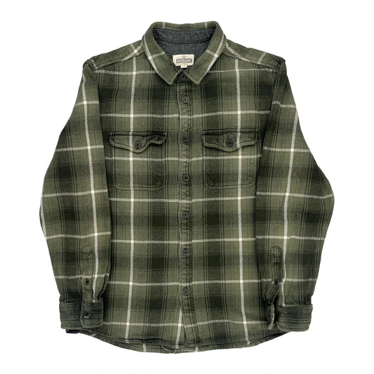 Distillery Checked Flannel Shirt - Large Green Cotton