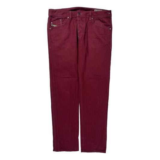 Diesel Jeans - 33W 32L Burgundy Cotton