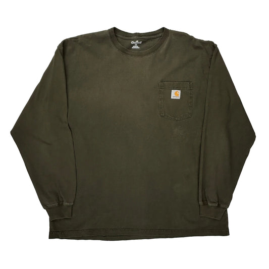 Carhartt Long Sleeve T-Shirt - XL Green Cotton