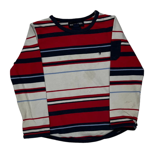 Age 3 Ralph Lauren Striped Long Sleeve T-Shirt - XS Blue Cotton
