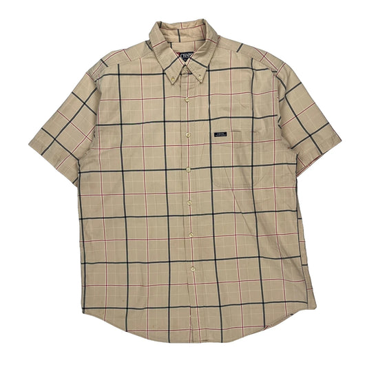 Chaps Ralph Lauren Checked Short Sleeve Shirt - Large Beige Cotton