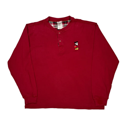 Mickey Mouse Disney Cartoon Sweatshirt - Large Red Cotton