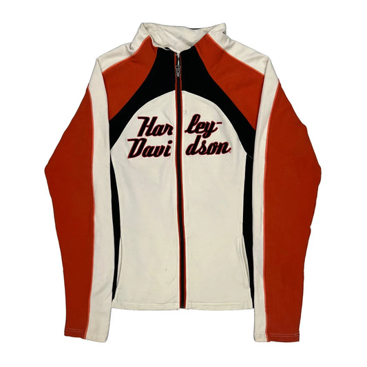 Harley Davidson Spellout Track Jacket - Large Black Cotton