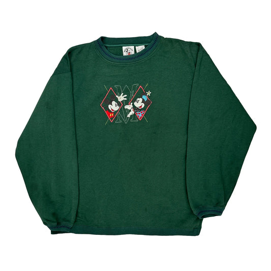 Mickey & Co. Cartoon Sweatshirt - XL Green Polyester Blend