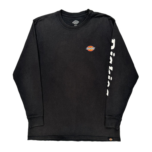 Workwear Dickies Spellout Long Sleeve T-Shirt - Medium Black Cotton