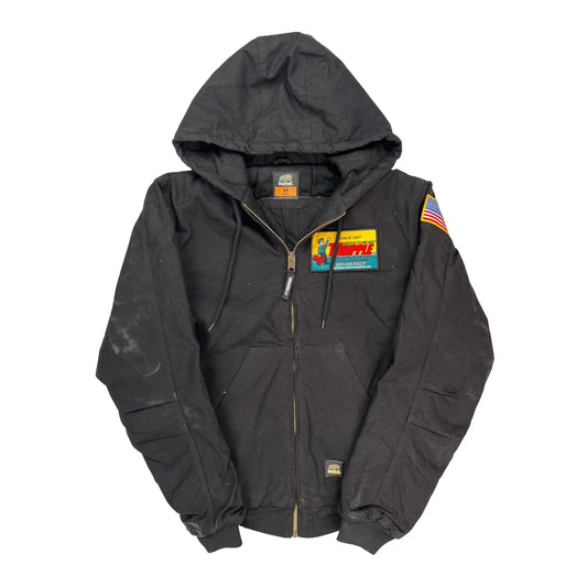 American Flag Patch Berne Tall Jacket - Medium Black Cotton