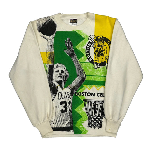 Boston Celtics Jerzees Nba Sweatshirt - Medium Cream Cotton Blend