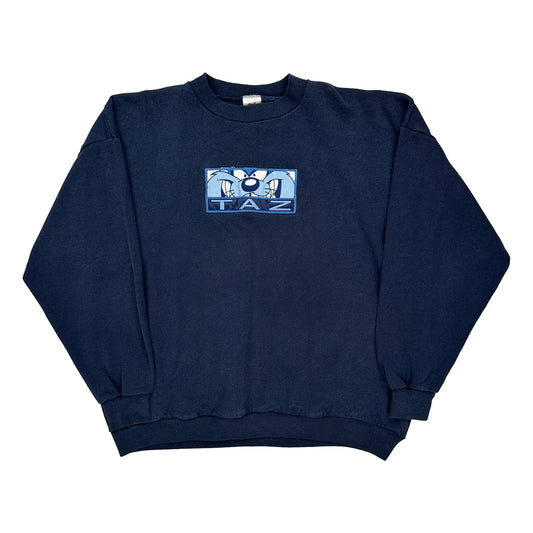 Made In USA Taz Looney Tunes Cartoon Sweatshirt - XL Navy Cotton
