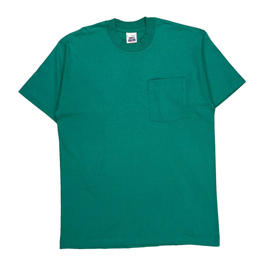 Blank Bvd Single Stitch T-Shirt - Large Green Cotton Blend